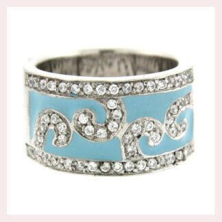 Band with CZ & Light Blue Enamel in Sterling Silver