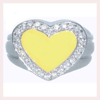 Sterling Silver Heart Ring with CZ & Enamel 925