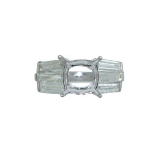 Baguette Diamond Semi Mount in 14KT White Gold