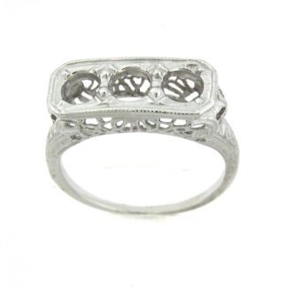 Vintage Semi-Mount for 3 Stones in 14KT White Gold