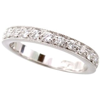 Vintage Wedding Band with Diamonds 14KT Gold