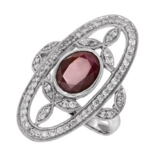 Art Nouveau Ring with Ruby & Diamonds in 14KT Gold