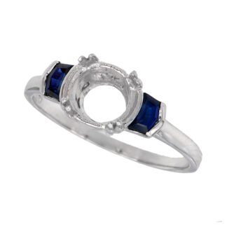 Art Deco Semi Mount with Sapphires in 14KT Gold