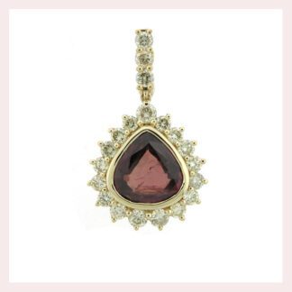 Unique Natural Ruby & Diamond Pendant in 14KT Gold