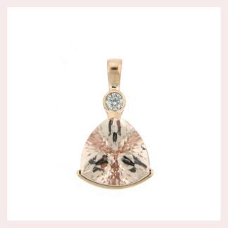 Trillion Morganite & Diamond Pendant in 14KT Rose Gold