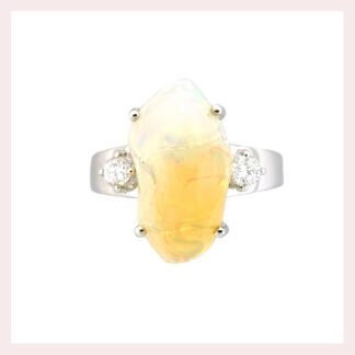 Cab Opal & Diamond Ring