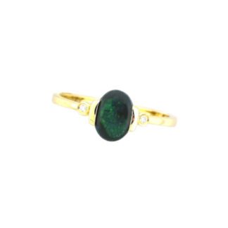Black Opal & Diamond Ring