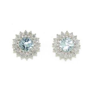 Aqua & Diamond Earrings in Gold