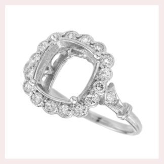 Item # 270214 Vintage Cushion Diamond Semi Mount in 14KT Gold