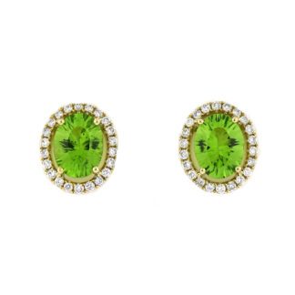 88861P Peridot & Diamond Stud Earrings in 10KT Yellow Gold