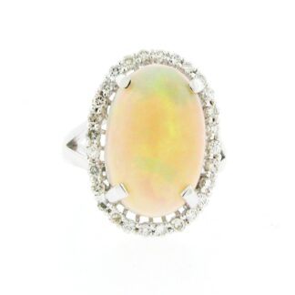 Ethiopian Opal & Diamond Ring in 14KT White Gold