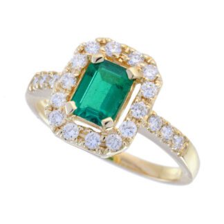 44654E Emerald & Diamond Ring in 14KT White Gold