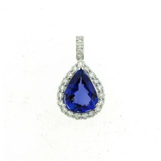 12460TZ Unique Tanzanite & Diamond Pendant in 14KT White Gold