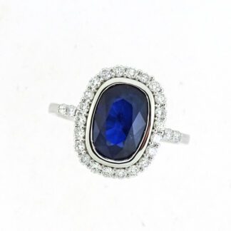 979421S Barrel Sapphire & Diamond Ring in 14KT White Gold