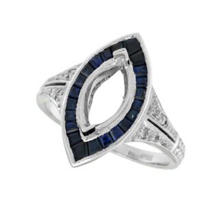 Vintage Marquis Semi-mount with Sapphires & Diamonds in 14KT