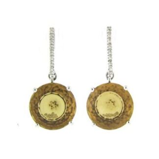 Whiskey Quartz & Diamond Earrings 18KT