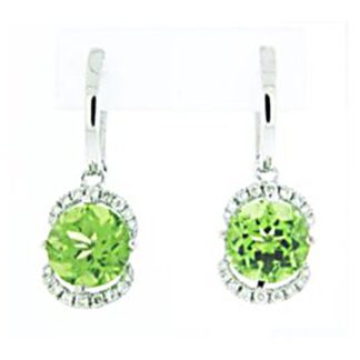 Peridot & Diamond Platinet Earrings