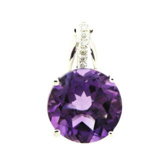Amethyst & Blue Topaz Diamond Pendant in Platinet